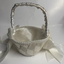 Plain Satin Bow Flower Girl Basket Wedding Floral Wedding Feminine