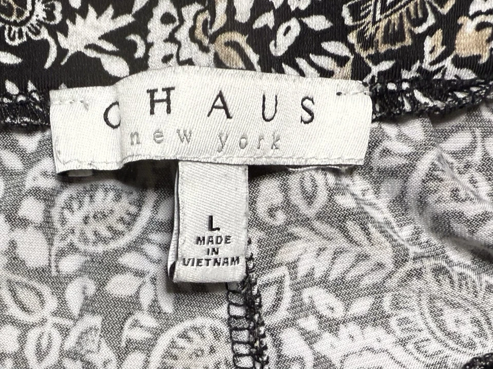 Pantalón Chaus New York Mujer Negro Cintura Elástica Estampado Floral Pierna Ancha Talla L Foto 4 de 4