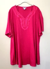 Catherines NEW Swing Bottom A Line Cotton Stretch Lace Trim Top Plus 3X Petite