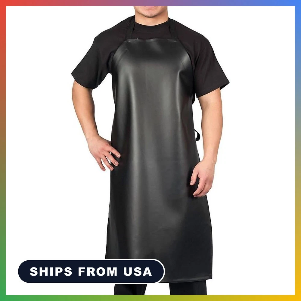 Waterproof Vinyl Apron Black .8mm Heavy Duty for Dog Grooming Fish Cleaning - product detail image 1