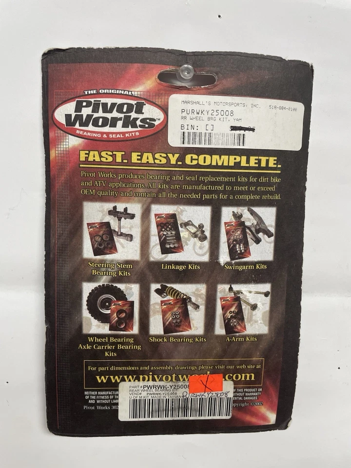 Kit de cojinete y sello de rueda trasera Pivot Works Yamaha YZ/Suzuki RM 65 80 85 ver ajuste Foto 3 de 3
