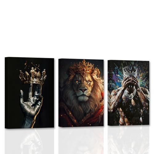  Afroamerikanisches Wandbild Schwarz König Leinwand 3 Stück 12x16 Zollx3 Stck. Braun - Bild 1 von 6