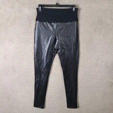 Spanx Assets Red Hot Legging Womens M Black Faux Leather Shaping Slimming Pants