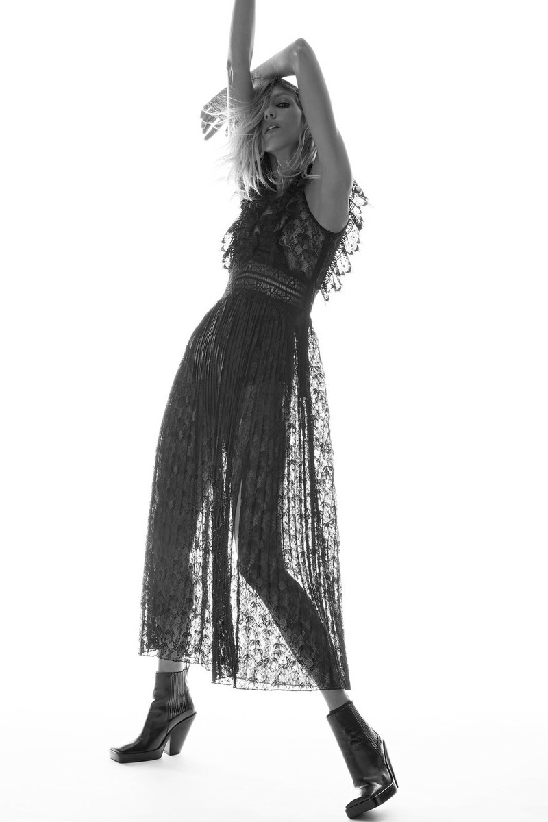 ワンピース Lace Trimmed Jersey Long Dress Chrissy