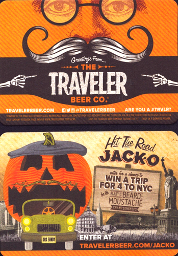 2015 Traveler Beer Co Set di 2 Sottobicchieri Birra Barba Baffi Hit the Road Jacko