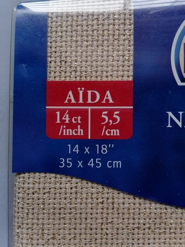 Gold Sparkly 14# Aida Needlework Fabric, 35x45cm (14x18") - DMC - Picture 5 of 6