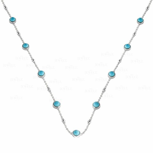 Vintage Style Turquoise By The Yard Bezel Necklace Fine Handmade Jewelry Women - Picture 4 of 5