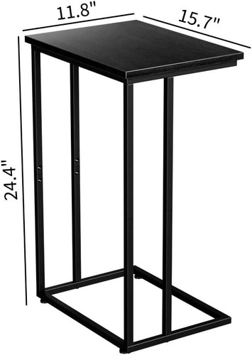 Wide C Side Table,C Couch Laptop Table with Metal Frames, Small Snack End Table - Picture 3 of 7