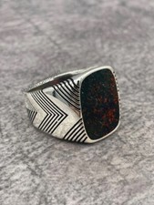 Anillo de piedra de sangre para hombre anillo de plata de ley 925 anillo de sello de regalo para hombre