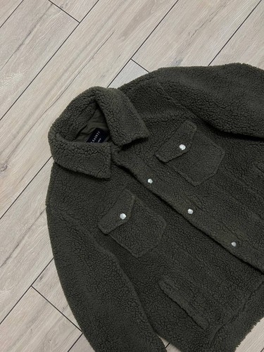 Herren Allsaints Bevin Sherpa Trucker Jacke Khaki Hemd 2XL Teddy - Bild 7 von 15