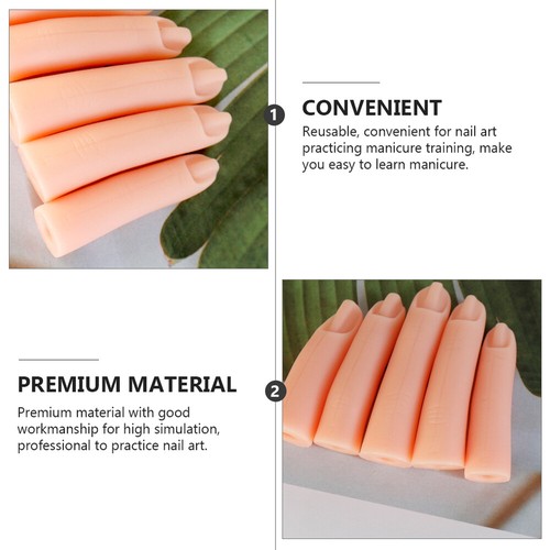 5pcs Manicure Practice Fingers Fake Nail Art Training Finger Models - Picture 3 of 12