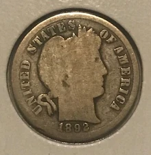 1892-s barber Dime , good , better date