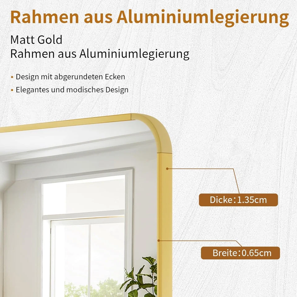 Standspiegel mit Abgerundeten Ecken 40x150cm Ganzkörperspiegel mit Ständer Große - Bild 3 von 4
