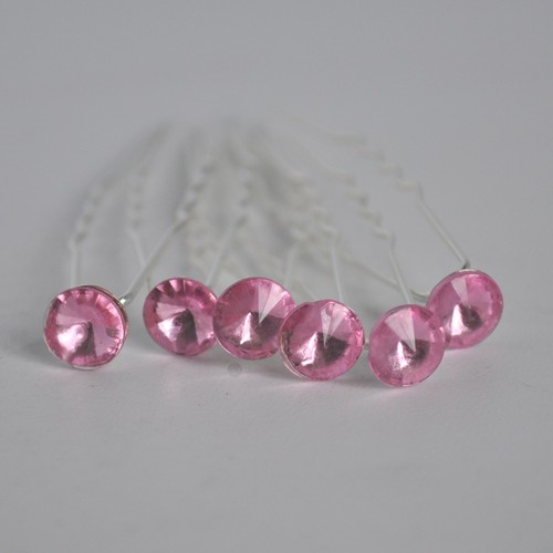 12 x Crystal hair pins. 8mm round pointed jewels gems. Wedding/Party/Prom UK - Picture 26 of 45