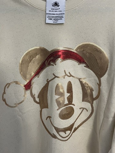 Disney World Mickey Mouse Christmas Santa 2022 Spirit Jersey Pullover Sequins L - Picture 3 of 7