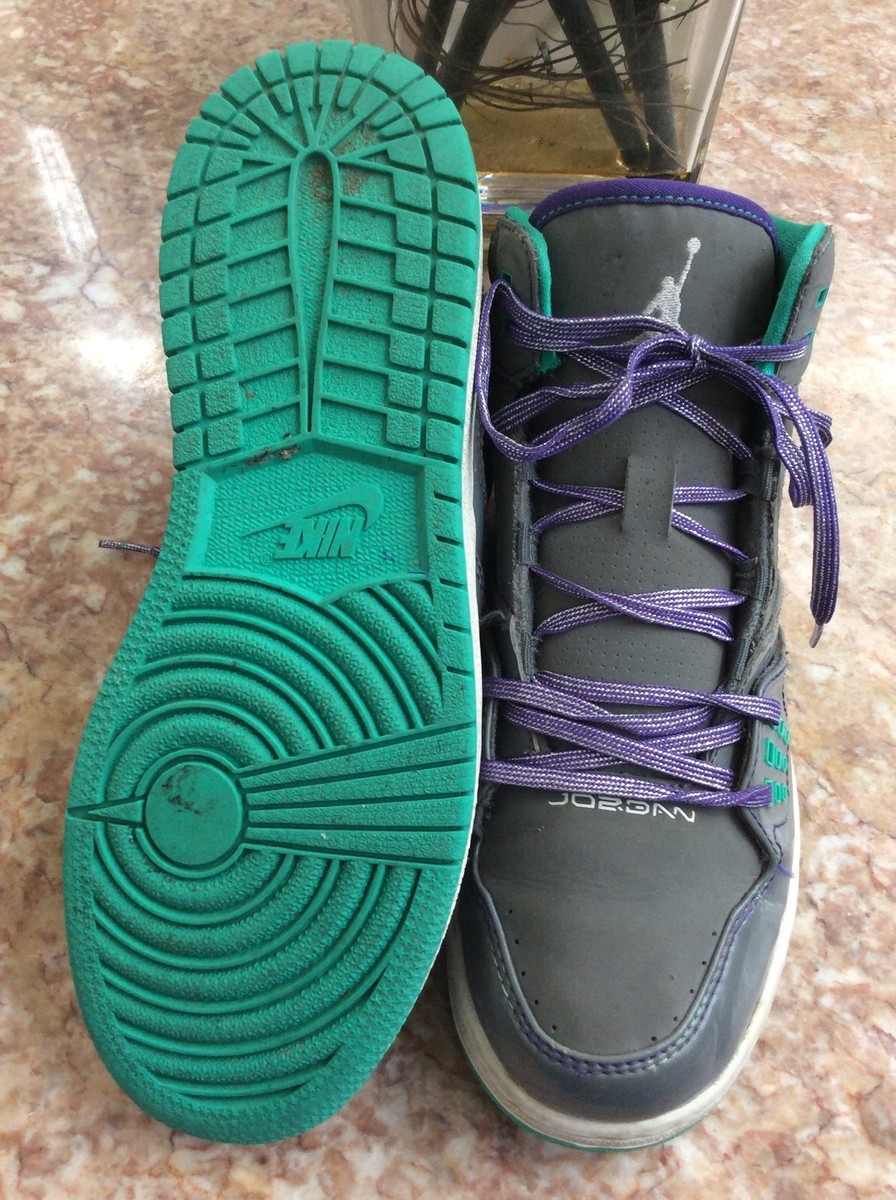 Nike Air Jordan Girl's Grey Purple Green Basketball Shoes