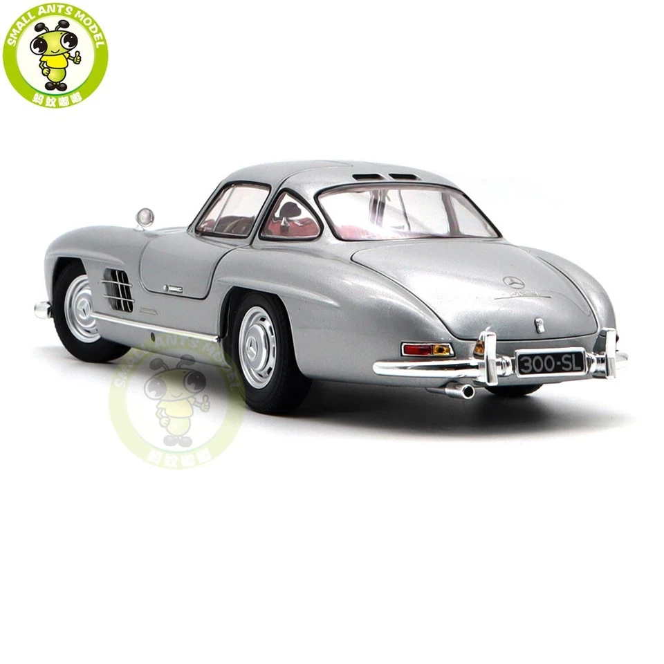 1/18 Benz 300SL 1954 Minichamps Silver Diecast Model Toy Car Gifts For Father - Image 2 of 4