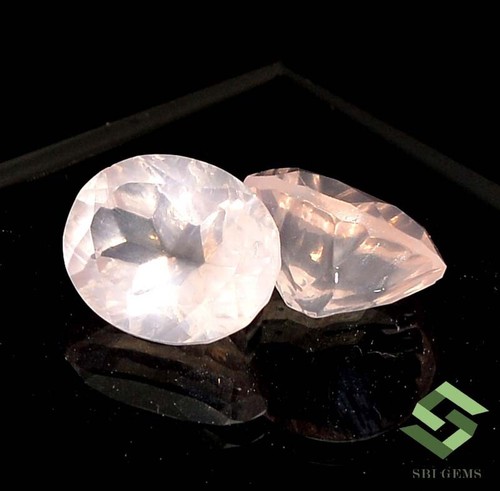 12x10 mm Natural Rose Quartz Oval Cut Pair 9.43 CTS Faceted Loose Gemstones - Picture 5 of 7