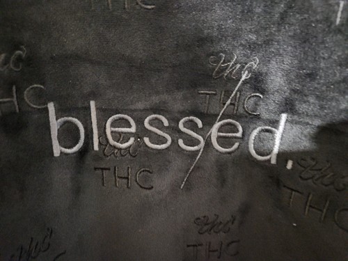The Hideout Clothing THC Fully Blessed Velour Sweetshirt Embroidered Royal Black - Picture 2 of 4