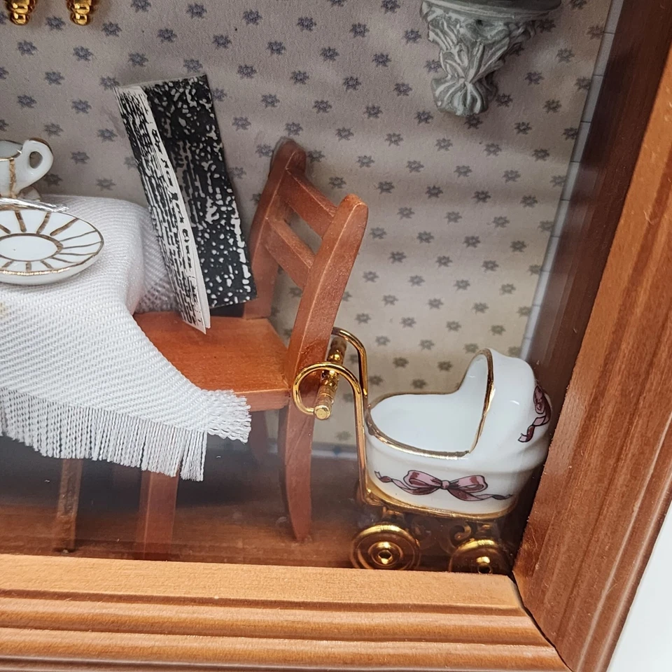 Reutter Original Germany Miniature Room Diorama With Tea Set & Baby Carriage - Image 3 of 4