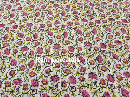 Indian Block Print Running Fabric Dressmaking Cotton Fabric Upholstery Fabric - Picture 5 of 5