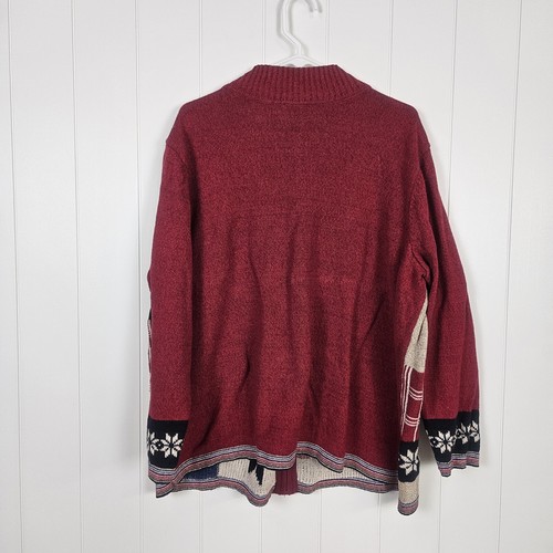 3x Weihnachtspullover rot Cj Banks Patchwork Rentier hochgeschlossen durchgehender Reißverschluss - Bild 4 von 7