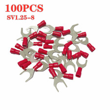 Pre Insulated Fork Type Terminals Connectors Red SV1.25-8 22-16AWG 100PCS