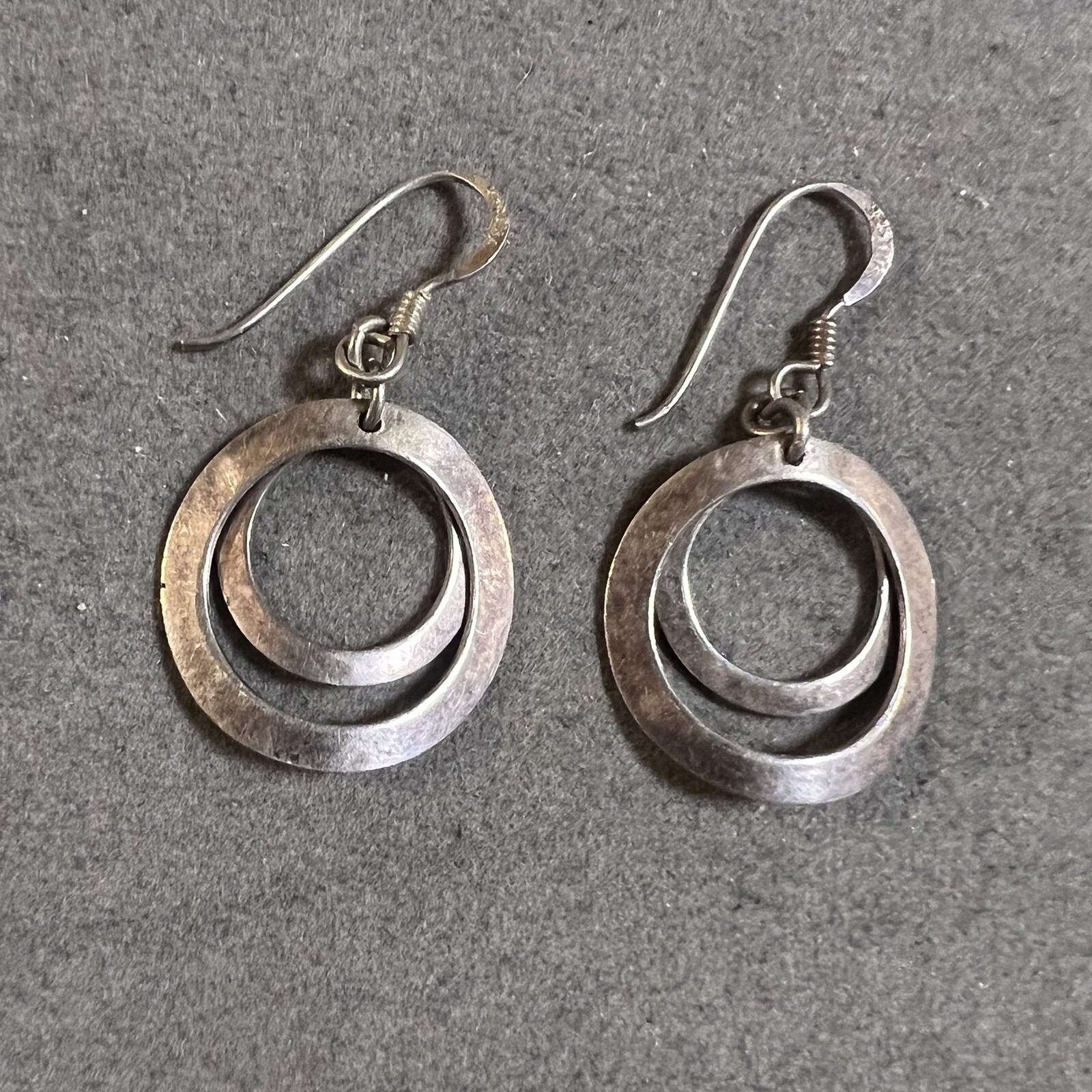 Vintage Artisan Double Circle Dangle Drop Sterlin… - image 6