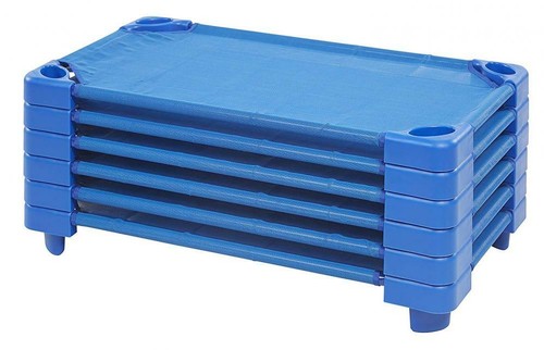 ECR4Kids Toddler Naptime Cot, Stackable Daycare (23" x 40"), Blue - Picture 2 of 11