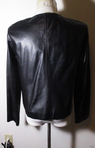 APOSTROPHE Black Full Zip 100% Leather Jacket Womens' Size 12 - Picture 5 of 6