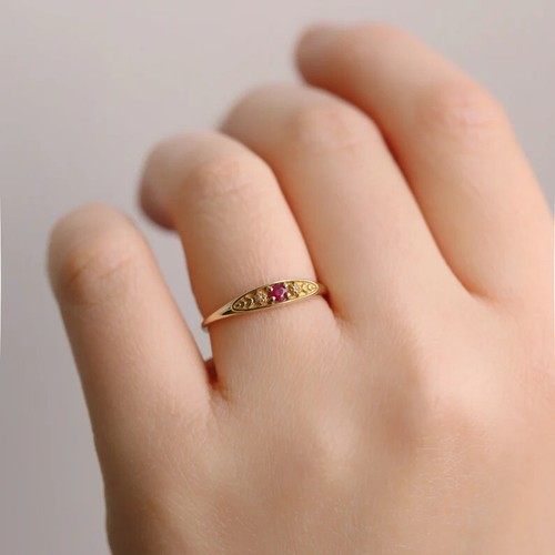 Juli Geburtsring, Geburtsblumenring, Geburtssteinring, Rubinring, Totusring. - Bild 4 von 9