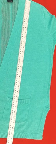 GAP Damen Cardigan türkisgrün weich fein gestrickt Leinen Mix offen vorne Größe XS - Bild 2 von 15