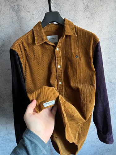 Camicia uomo Carhartt velluto a coste con bottoni manica lunga taglia media casual - Foto 6 di 21