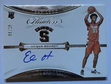PANINI : ELIJAH HUGHES FLAWLESS COLLEGIATE SILVER TEAM LOGO AUTOGRAPH 06/20