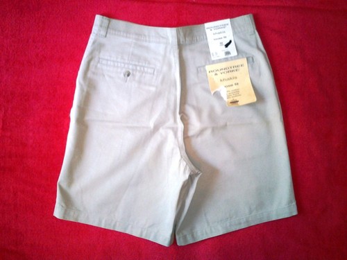 Men's New Roundtree & Yorke Khaki Beige Shorts Flat Front Size 32 - Picture 3 of 6