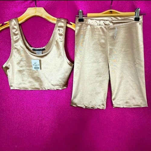 🆕Gold Satin Two piece Bike Shorts Set~Size S - Picture 8 of 9