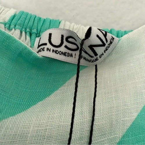 Lusana 100% linen dress Anthropologie Adriana Mini Tropical Stripe Vacation NEW - Picture 10 of 12