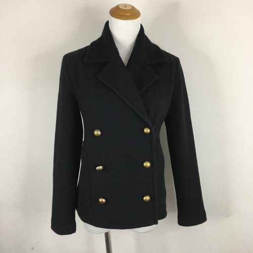 JOIE Damen Gr. XXS lockere/entspannte Passform schwarz 100% Wolle zweireihig Mantel Jacke - Bild 5 von 10