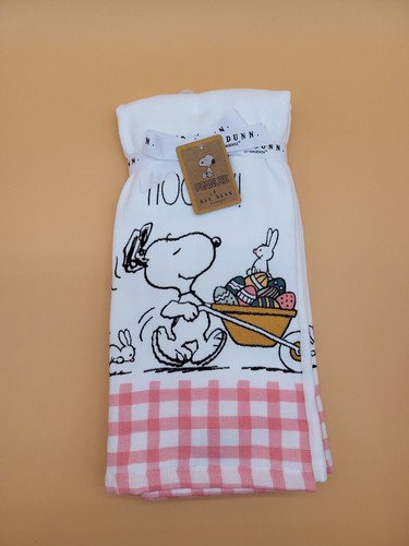 New With Tags Rae Dunn 2025 Peanuts Snoopy Easter Kitchen Towel Set Of 2 - Picture 1 of 11