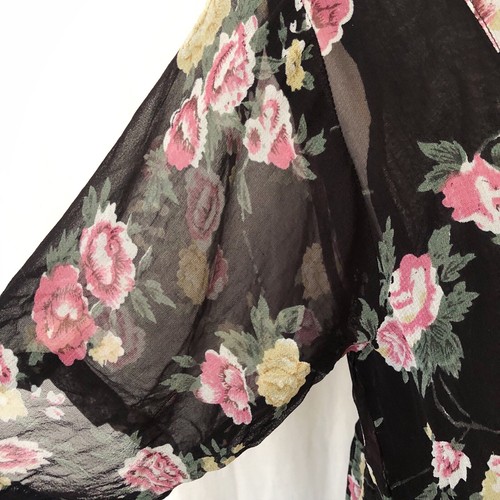 Vintage Raam Dress Size 10-12-14 Black Floral Sheer Long Midi Maxi 90s Faults - Picture 7 of 11