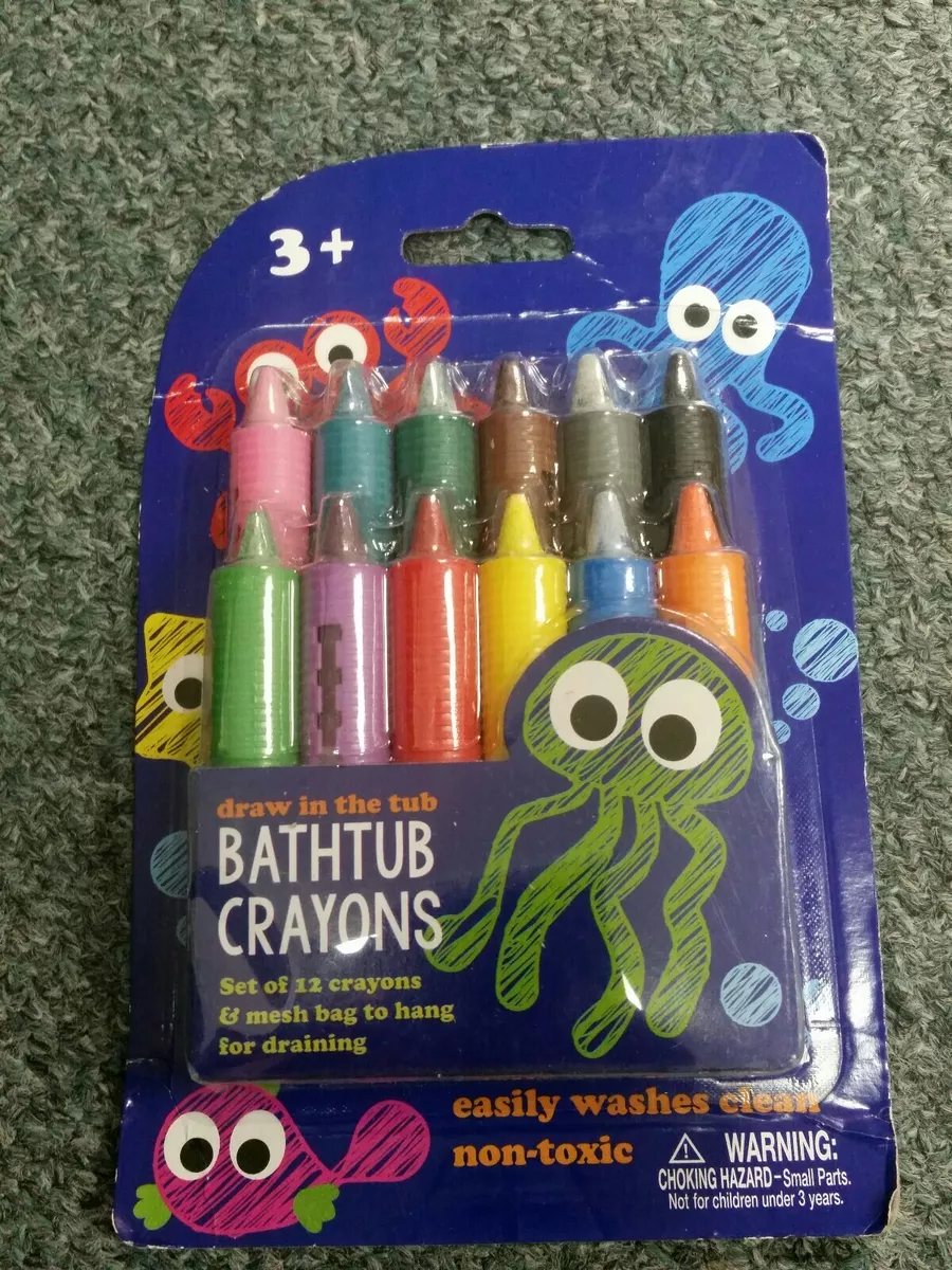 Bath Crayons Super Set - Set of 12 Draw in The Tub Colors with Bathtub Mesh  Bag 