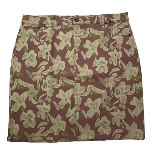 LOGO Lori Goldstein Denim Blumen Rock mit Taschen Midi Damen Übergröße 22W Neu ohne Etikett - Bild 16 von 23