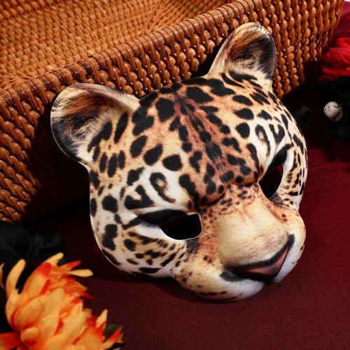 Maschera Halloween Leopardo Mezza Faccia Maschere Animali per Adulti Cosplay - Foto 10 di 11