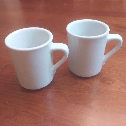 Set of 2 Rego Fine Porcelain White Coffee Mugs Restaurant Diner Ware
