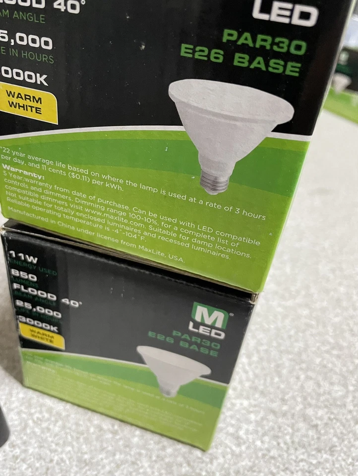 LED MaxLite 11P30D27FL Single 11 Watt Warm White  Damp Rated Flood 6pk - Image 3 of 4