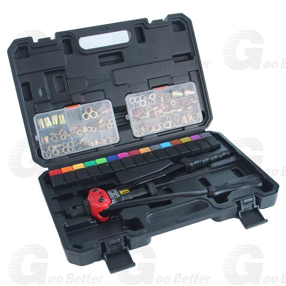 Kit de pistola de rebite 16"" ferramenta de ajuste de rosca porca setter porca sert métrica 200 peças - Imagem 3 de 4