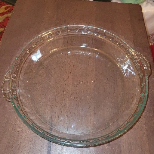 Vintage Pyrex # 229 Clear Glass Dish 9.5" Scalloped Fluted Edge Pie Plate EXCLNT