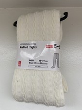 Uniqlo Girls Knitted Tights Legwear Collection Patterned Off White Sz 5-6 NWT