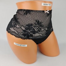 Lane Bryant Cacique 22/24 Wide Side Thong Floral Lace Plus Panties Black Pink