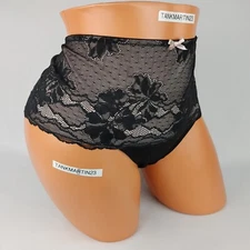 Lane Bryant Cacique 22/24 Wide Side Thong Floral Lace Plus Panties Black Pink